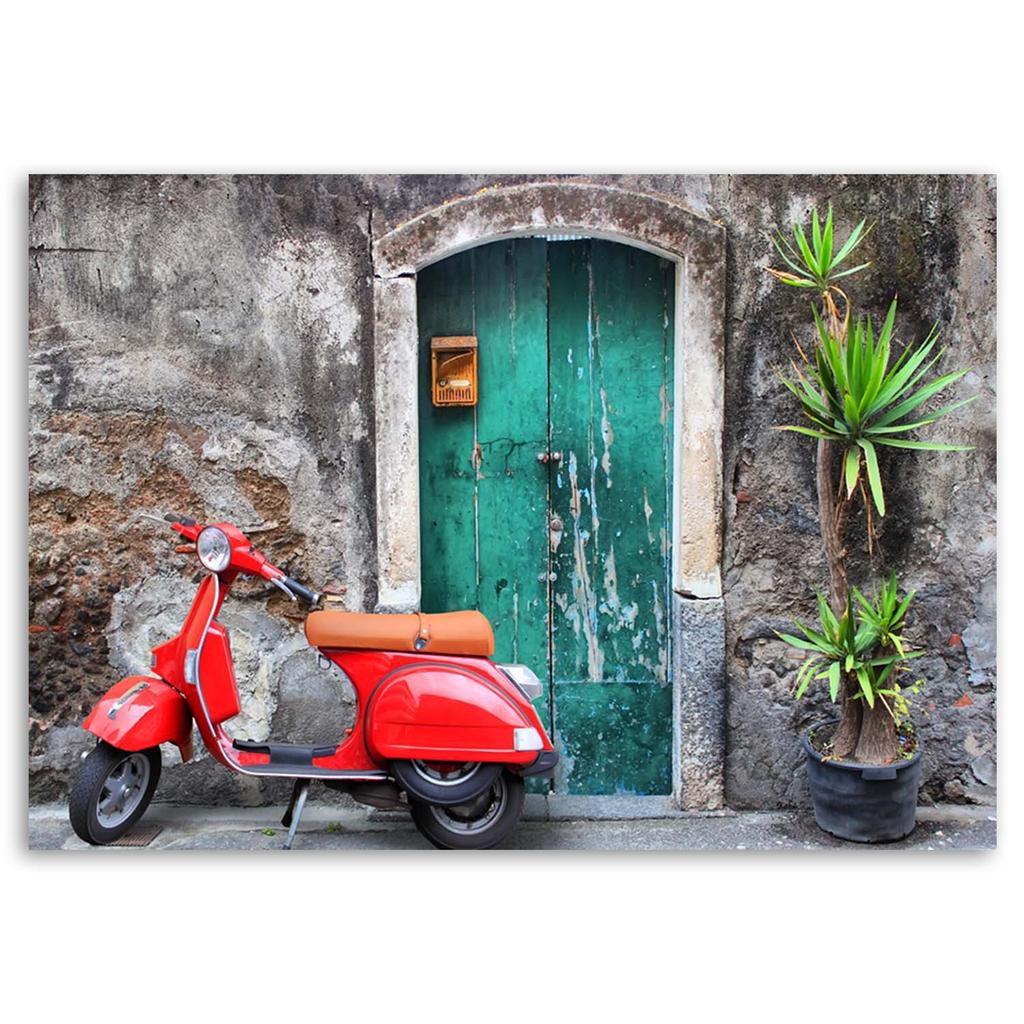 Canvas print, Red scooter Tuscany