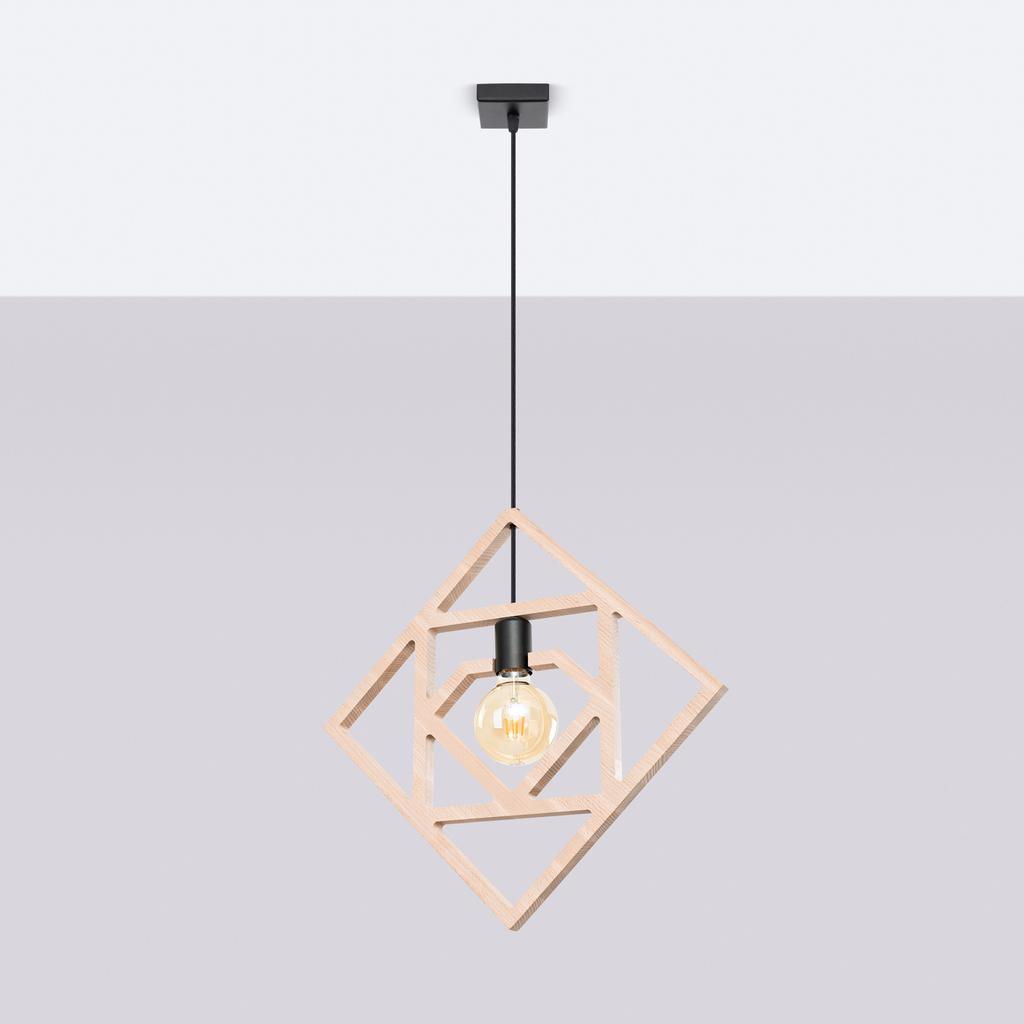 Lampa Wisząca Caro 1 E27 Naturalne Drewno Wood Sollux Sl.1757