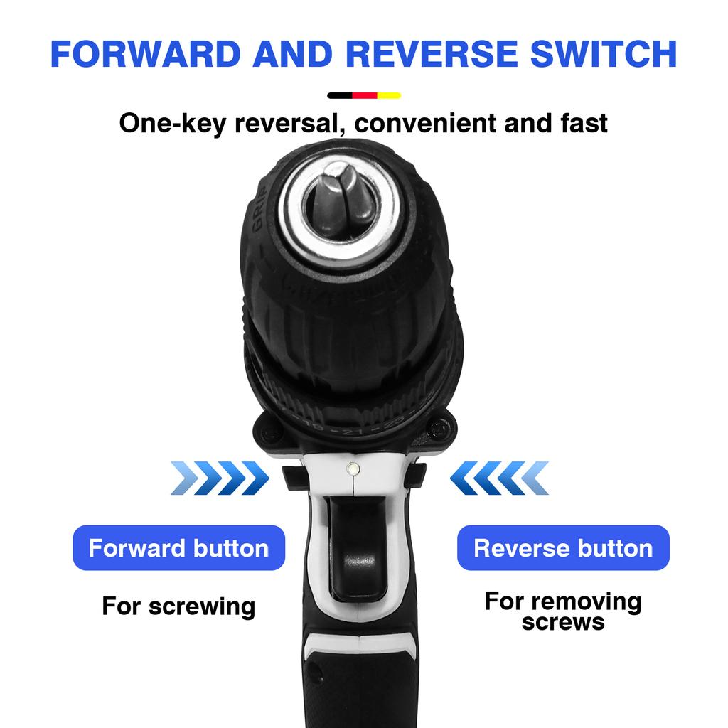 DayPlus 21V Cordless Drill Driver, Electric Drill Screwdriver with 1500mAh Battery, 45NM 2-Speed Combi Drill 25+1 Torque Setting
