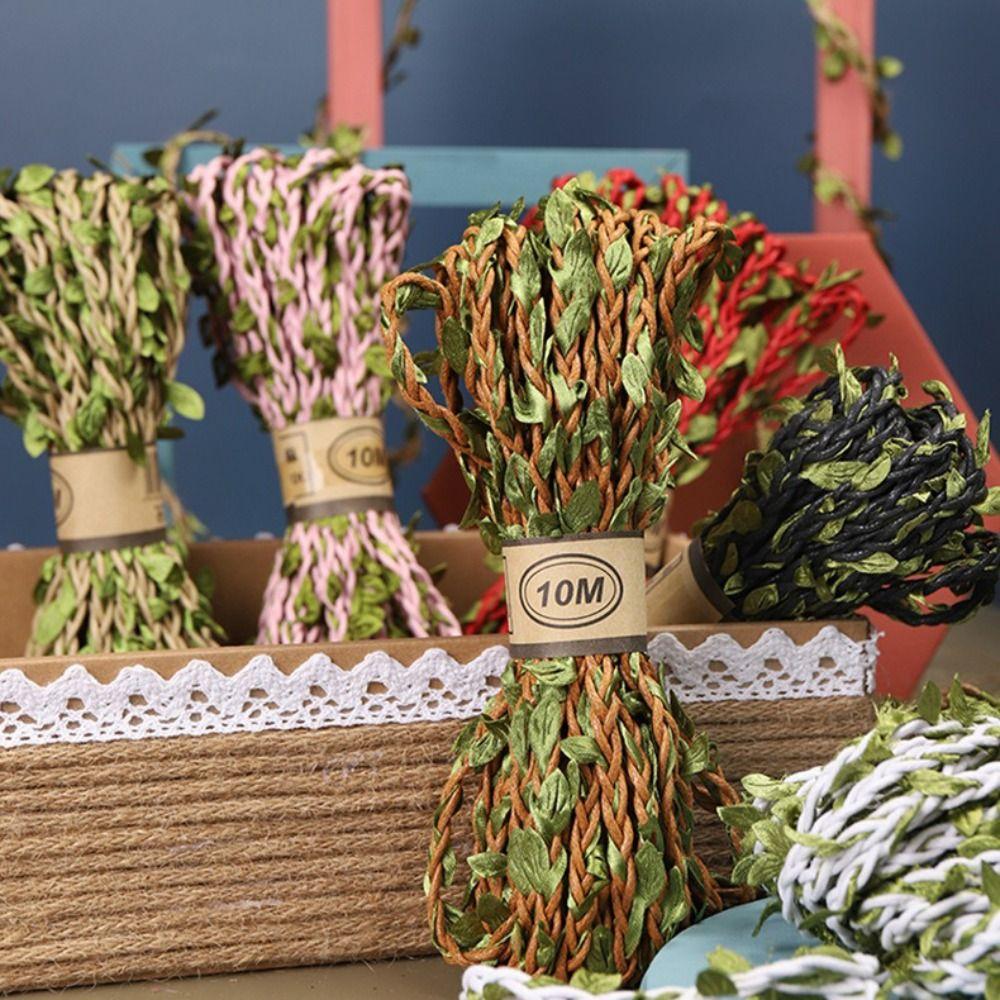 Hanging Design Burlap Leaf Ribbon Vine Style Jute Twine Rope DIY Craft Ribbon Wedding Party Decor