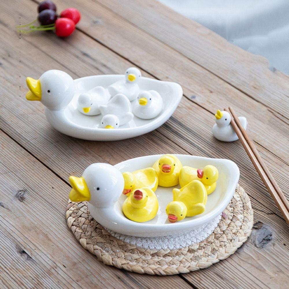 Cartoon Chopsticks Rest Japanese Style Spoons Fork Rack Duck shaped Chopsticks Holder Gift