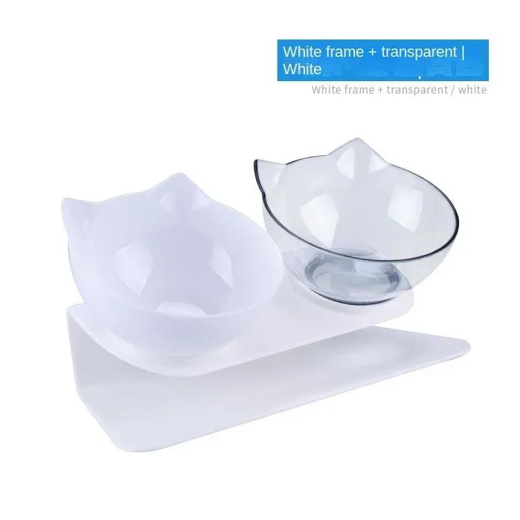 Миска для кошек, миска для собак с подставкой, двухслойная миска для кормления домашних животных, миска для воды для кошек, противоскользящая защита для шеи, кормушка, контейнер для корма для кошек, товары для животных