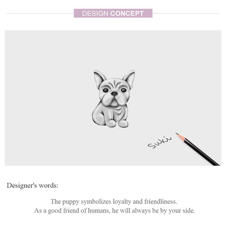 Bamoer милые бульдоги металлические бусины для женщин ювелирных изделий из окисленного стерлингового серебра 925 пробы подходят для оригинального серебряного браслета