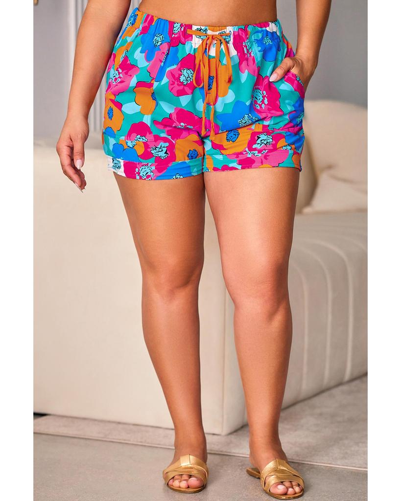 Azura Exchange Abstract Floral Print Drawstring Shorts