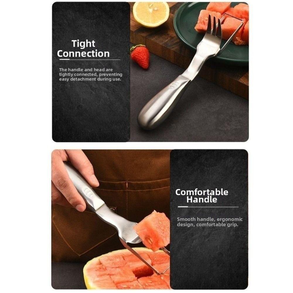 Rust-proof Watermelon Fork Cutter Stainless Steel Fruit Digging Tool Watermelon Cube Cutter  Summer