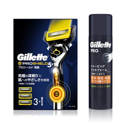 Gillette ProShield Power основной корпус 3 сменный гель для бритья пена 195 г Бритва для чувствительной кожи (с лезвиями) + [покупка комплекта] Мужской