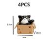 4pcs Cartoon Poor Box Cat Ornament Model Small Statue Car Crafts Fairy Garden Figure Ornament DIY Miniature