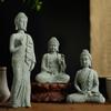Mini Thai Green Sandstone Figurine; Buddha Desk Decor for Office Zen Ambiance