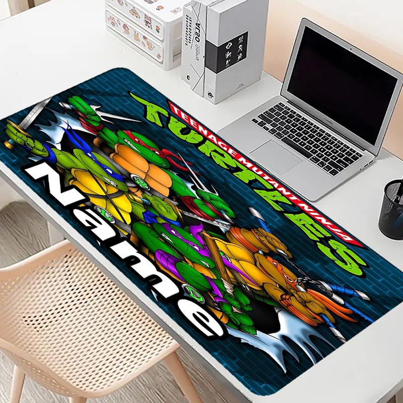 Custom Name Personalized Teenage Mutant Ninja Turtles Pattern Mousepad, Laptop PC Desk Mat, Decorative Desk Mat for Home Keyboard Pad Gift