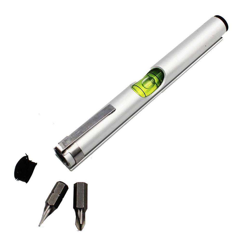 Мини уровень-ручка пузырьковый спиртовой уровень с магнитной отверткой