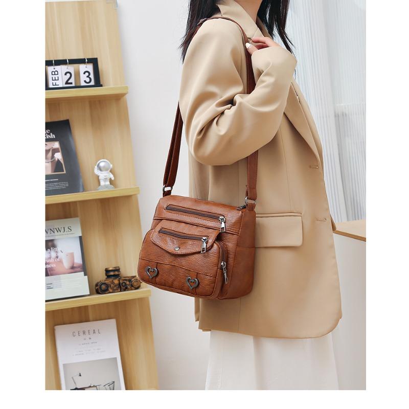 Women Bag Crossbody Bag Soft Leather Versatile Multi-Pocket Shoulder Bag Women Mom Bag Travel Backpack