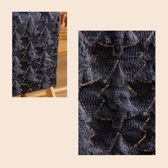 Christmas Table Runner Soft Plush Jacquard Christmas Tree Table Runner Solid Color Sequin Xmas Table Runner for Dining Table Home Dinner Party Decor