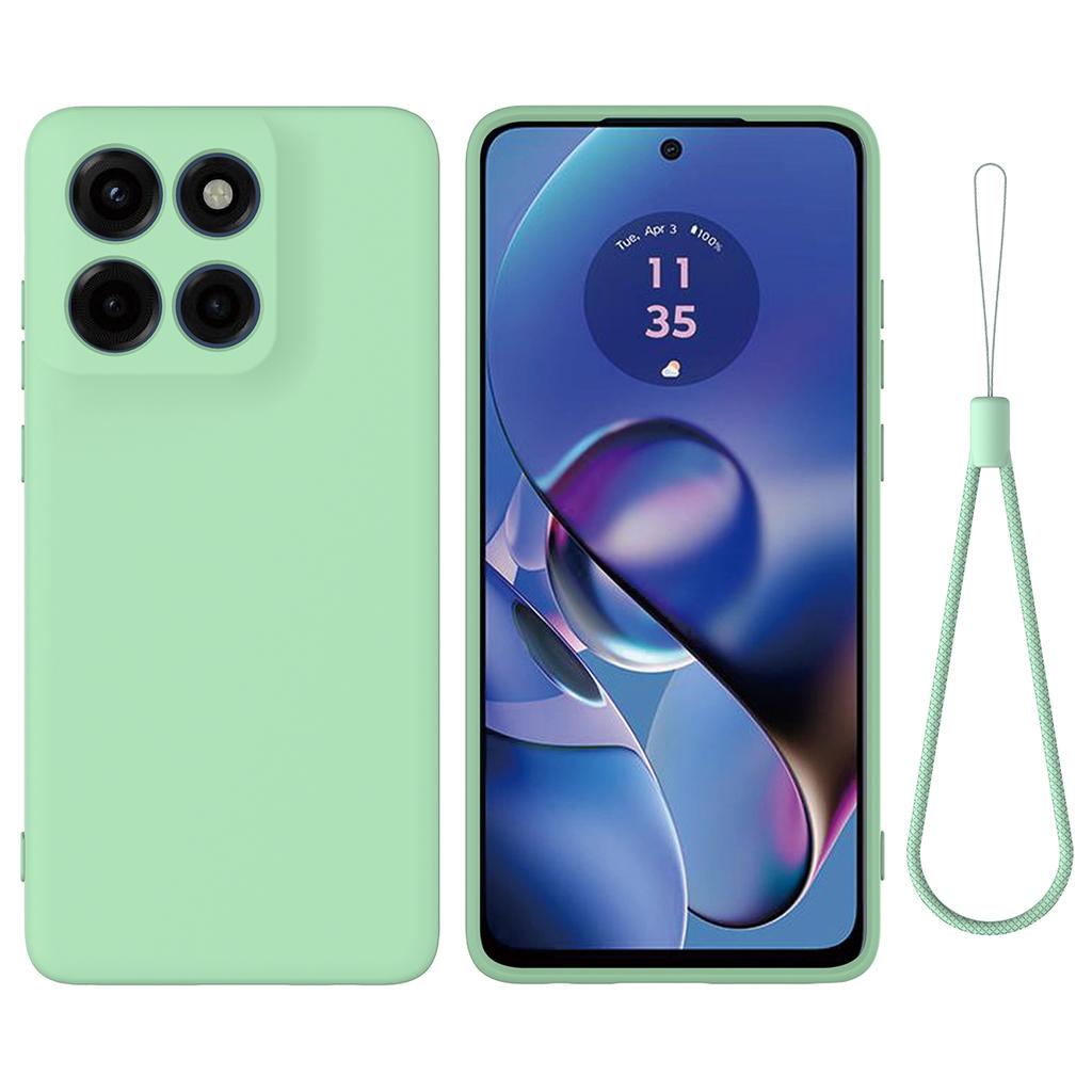 For Motorola Moto G86 Power 5G Liquid Silicone Case Phone Back Cover with Hand Strap