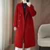 2025 A/W Women's Slimming Double-Faced Cashmere Coat - Korean Style Double-Breasted Wool Overcoat with Suit Collar