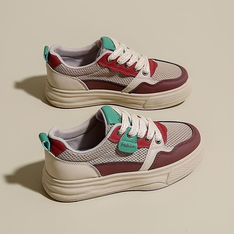 2025 Summer Women's Shoes New Breathable Canvas Shoes Women's Korean Version Versatile Platform Sports Casual Low-top Board Shoes Trendy Shoes