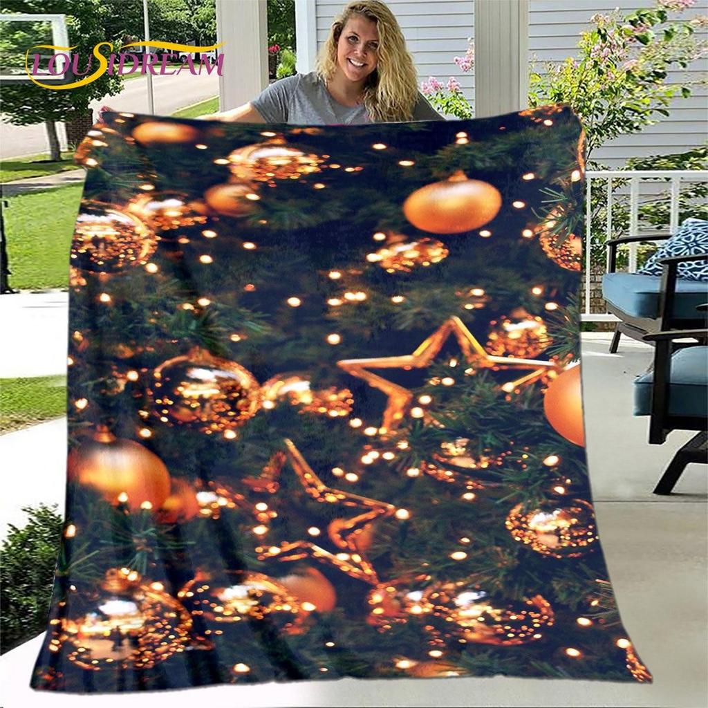 Одеяло с рисунком из мультфильма «С Рождеством и Новым годом», фланелевое одеяло, мягкое теплое одеяло для гостиной, спальни, кровати, дивана, подарок