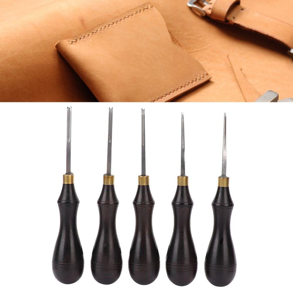 Professional Wide Mouth Skiving Tool Wooden Handle Leather Edge Beveler Polishing