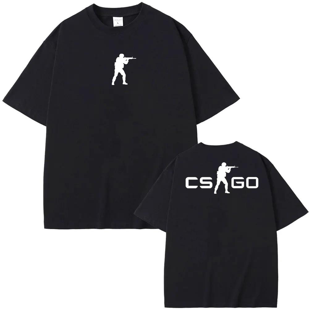 Футболка с принтом логотипа игры Counter Strike Высокое качество Горячий бой Игровая футболка Весна/Лето Повседневная Удобная хлопковая футболка