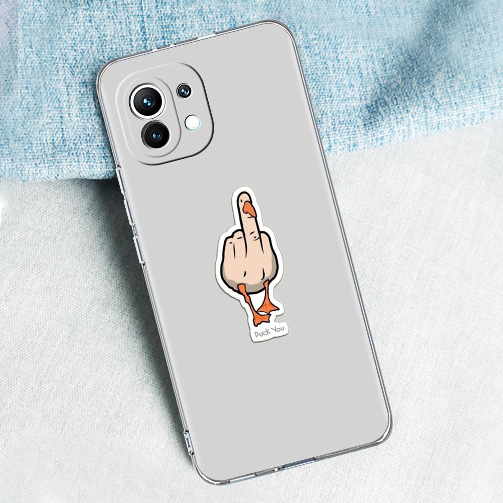 Чехол для телефона для Xiaomi Mi 15 14 13 12 11 Lite 15T 13T 12T Pro Poco X7 X6 X5 Pro 5G X3 NFC F7 F6 F5 Прозрачная крышка Милый средний палец