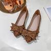 Cross-border Large-size Spring and Summer New Leopard Print Bow Pointed Flat Shoes Women's Shallow Mouth Casual Shoes