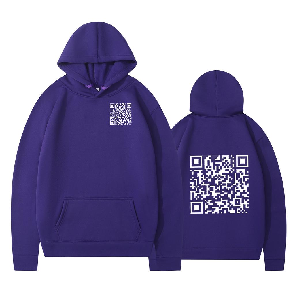 Cross-border hoodies, new printed styles, QR code scans, loose men's and women's hoodies
