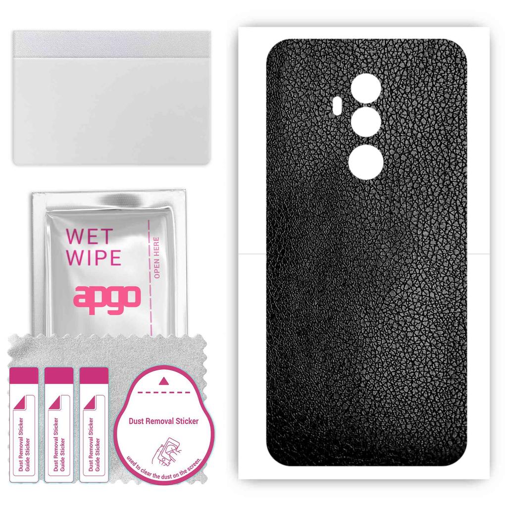 apgo Protective Skin Sticker for the Back Compatible with Umidigi Z2 Pro, Wrap Film, Foil, Vinyl - Pattern Black Leather