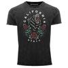 Mens Vintage Shirt Califonia California Bear Floral Blossoms Print Shirt Tee-