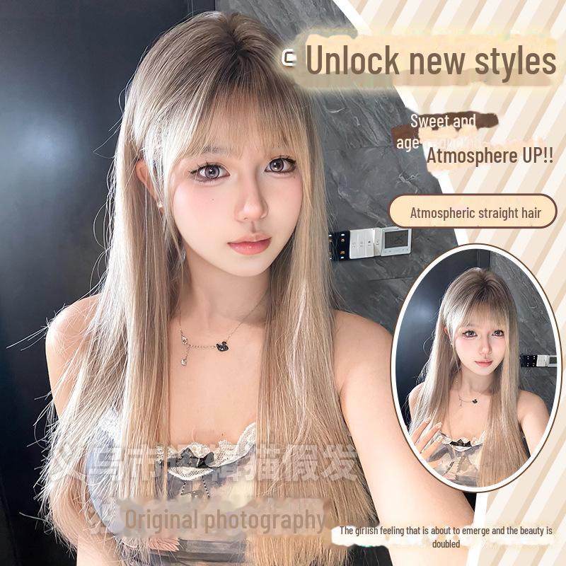 Logic Catwoman Gradient Chocolate Long Straight Wig - Natural Full Head Cover for Women