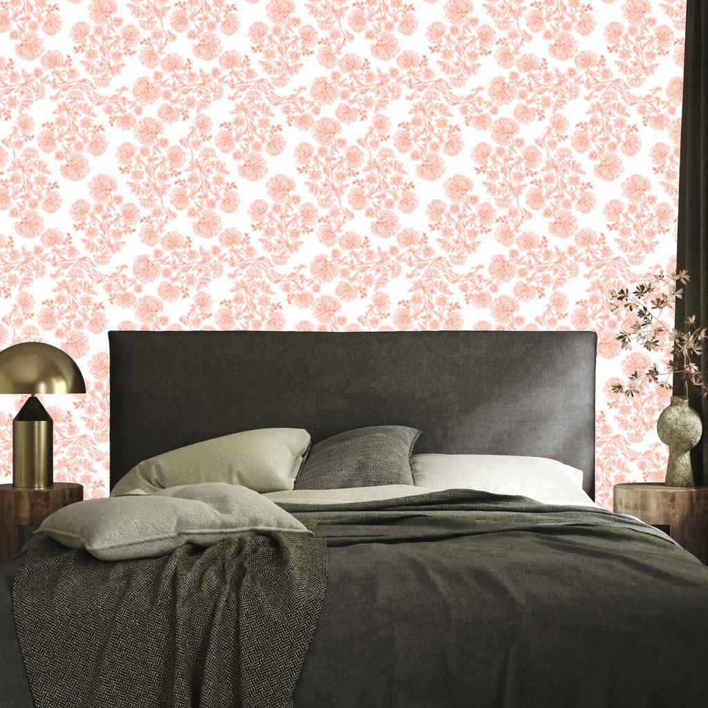 Peach and White Flowers Wallpaper for Living Room and Bedroom 50x1000
