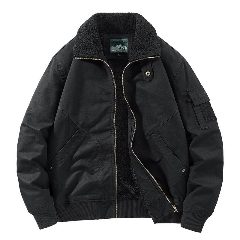 Men's Cotton Jacket Winter Style Plus Velvet Thickened Cotton Lapel Casual Cotton Jacket Middle-aged Loose Large Size Work Jacket Men