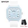 SANDA Fashion Casual Teenagers Watch Man Square Simple Watch Silicone Strap Waterproof Lady Quartz Wristwatch Watch for Stuednt