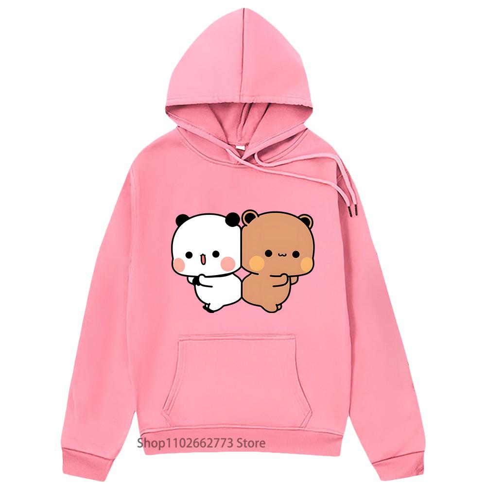 Толстовки Bubu Dudu Kawaii Bubu Dudu Графические толстовки Милая одежда с изображением медведя панды Мультфильмы Женщины Повседневный Забавный корейский пуловер