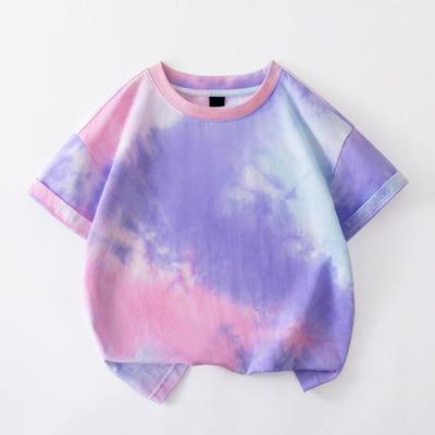 Детские летние футболки с коротким рукавом Детская модная футболка с тай-дай Одежда для мальчиков и девочек Детские удобные повседневные топы