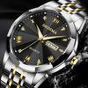New Fashion Men's Double Calendar Diamond Watch Solid Stainless Steel Watch with Butterfly Buckle Waterproof Man Watch Luxury Quartz Clock