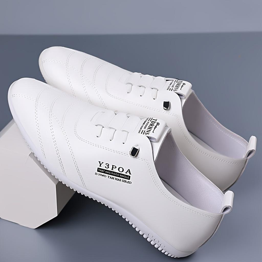 Мужские повседневные туфли One-Step Loafers - мягкий верх из полиуретана, резиновая подошва, круглый носок, полосатый/однотонный черный дизайн, легкие и удобные, повседневная одежда