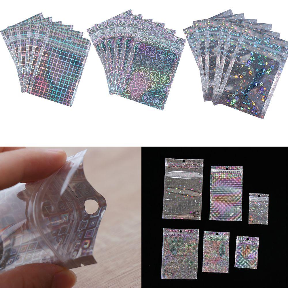 10Pcs Plastic Zipper Self Seal Laser Packaging Bag Storage bags Reclosable Pouches