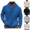 Men'S Solid Color Pocket Zipper Long Sleeved Jacket Jacket Hooded Sweatshirt