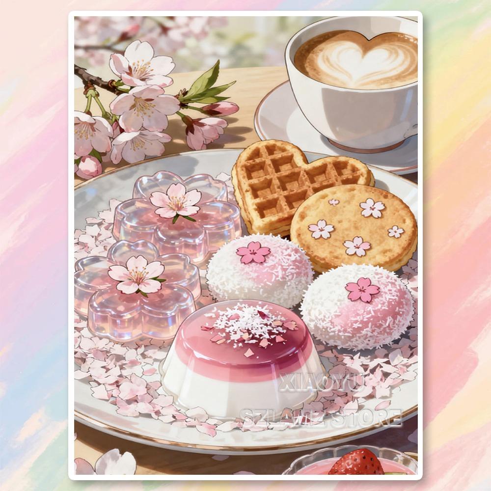 5D DIY Diamond Painting Pink Sakura Cat Tulip Full Square Round Rhinestone Embroidery Cross Stitch Romantic Home Decor Art Gift