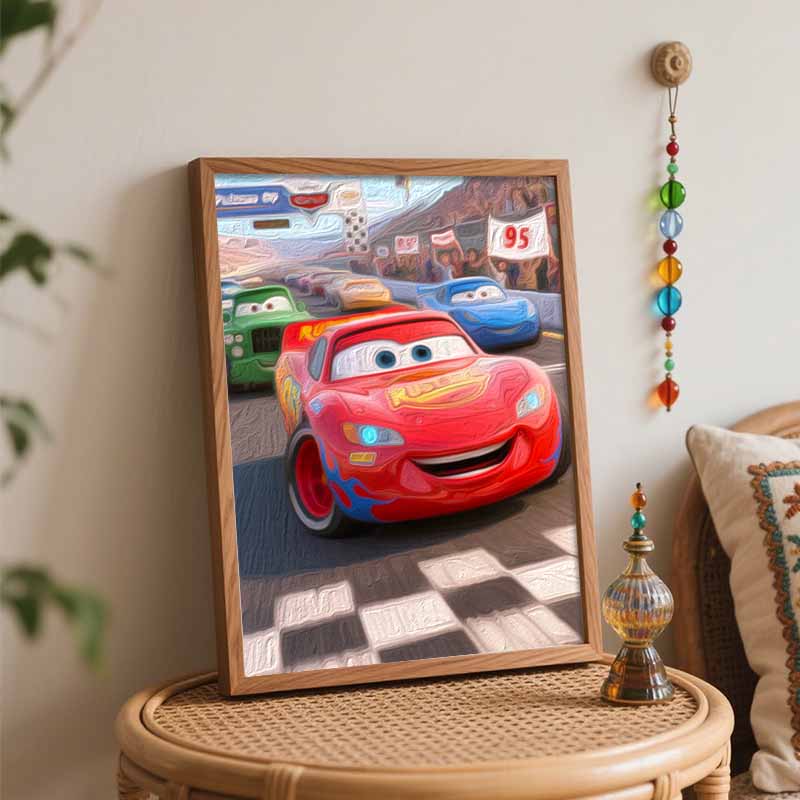 Disney Cars Lightning McQueen Digital Oil Painting Art Kit Hand Painted Home Decor