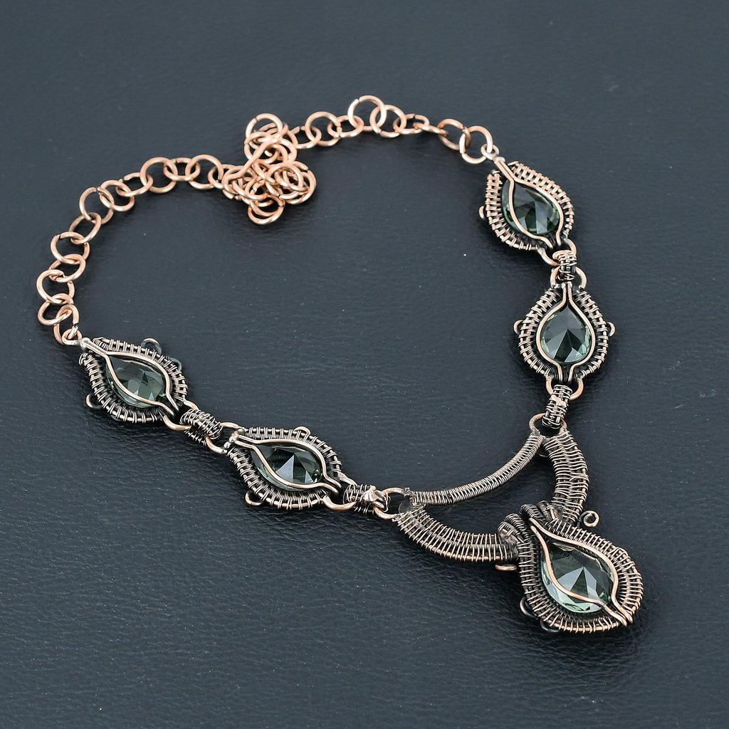 AAA + индиколит турмалин драгоценный камень ручной работы из чистой медной проволоки ювелирное ожерелье для любви