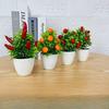 9 Chili and Orange Artificial Potted PlantsArtificial Fruit Small Potted Plantsand A Table with A Money Tree