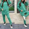 Женский спортивный костюм, повседневные спортивные костюмы с длинными рукавами и капюшоном, осенние женские флисовые толстовки и брюки Jooger, теплые комплекты из двух предметов