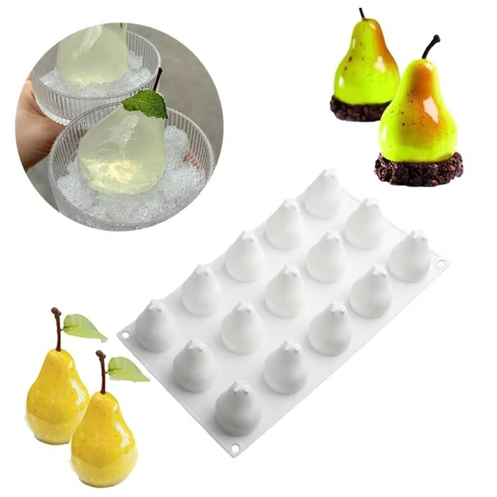 Heat-Resistant 3D Pear Silicone Mold 15 Cavity French Dessert Molds Kitchen Cooking