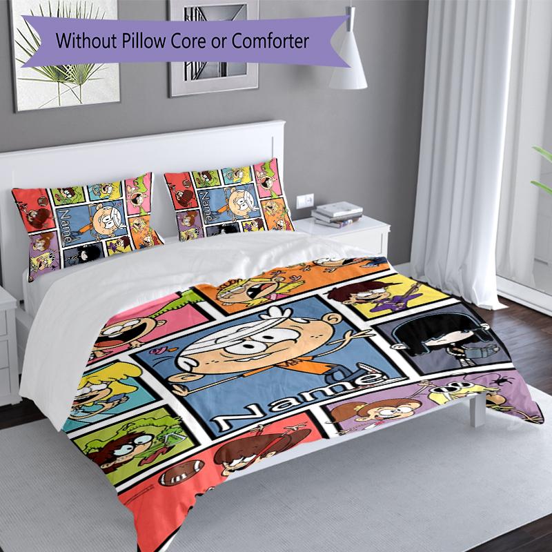 3pcs Custom Name The Loud House Bedding Set,Includes 1 Duvet Cover and 2 Pillowcases,All-season Bedroom Decor