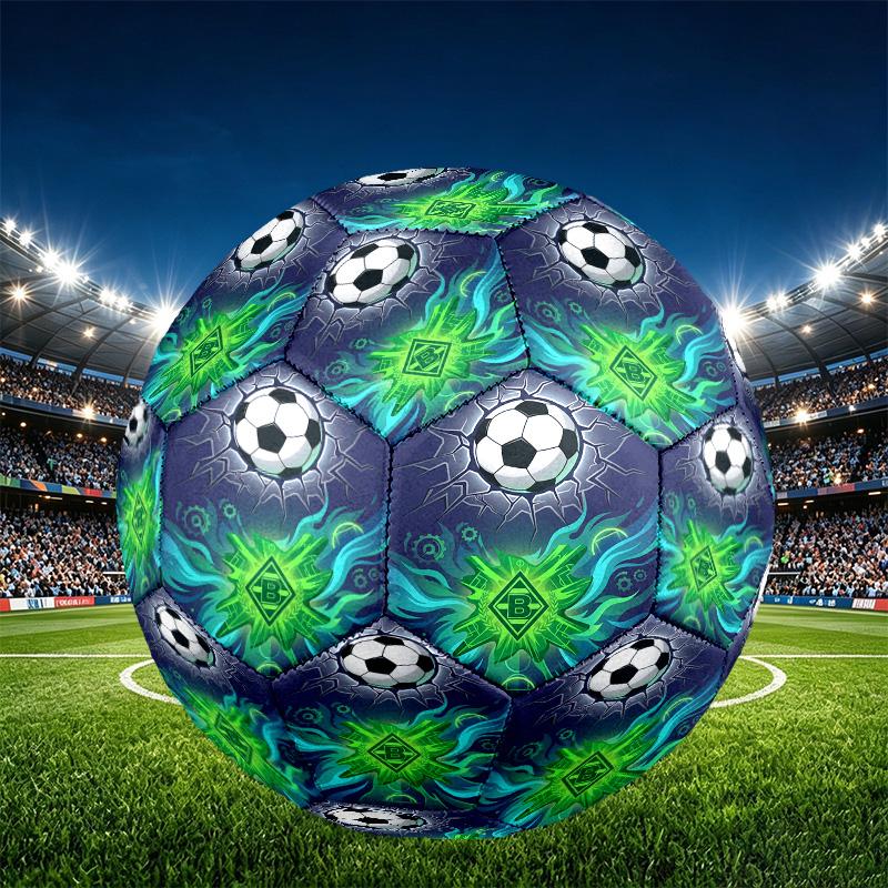 Borussia Monchengladbach Print Size 5 Soccer Ball, PU Wear Resistant Football for Match Training and Daily Practice, Birthday Gift for Soccer Fans