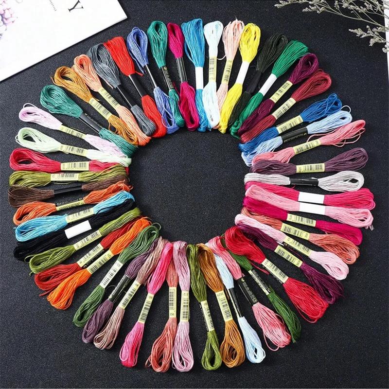 Набор ниток для браслетов дружбы, 50 шт., Радужные хлопковые и шелковые вышивальные нитки для вышивания крестом, для изготовления браслетов своими руками