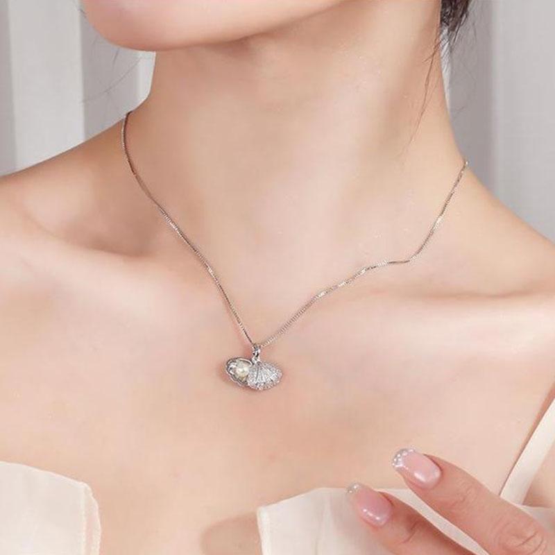 Элегантные ожерелья из хрустального жемчуга, роскошное простое ожерелье-чокер в форме ракушки, подвеска для женщин, модная цепочка на ключицу, ювелирные изделия