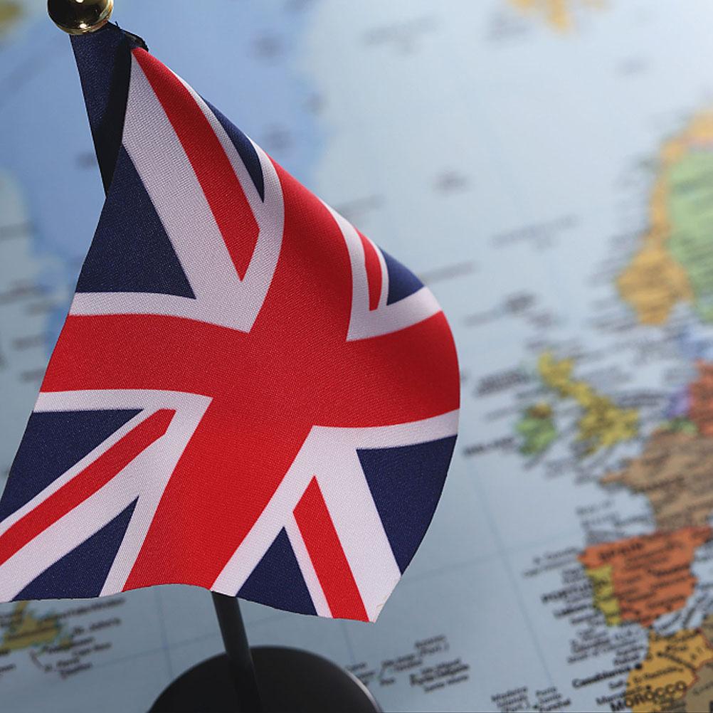 Флаг Соединенного Королевства Полиэстер Флаг Великобритании Британский Настольный Флаг Маленький Мини Флаги Великобритании Настольные с Подставкой Основанием Дом Офис Фестиваль