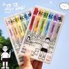 6pcs Taco Color Highlighter Pens Set Cartoon Human & Pets Knock Type Art Marker for Drawing Painting