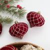 Новые бордовые бархатные шары-украшения для рождественской елки - Неправильной формы и расписные подвески